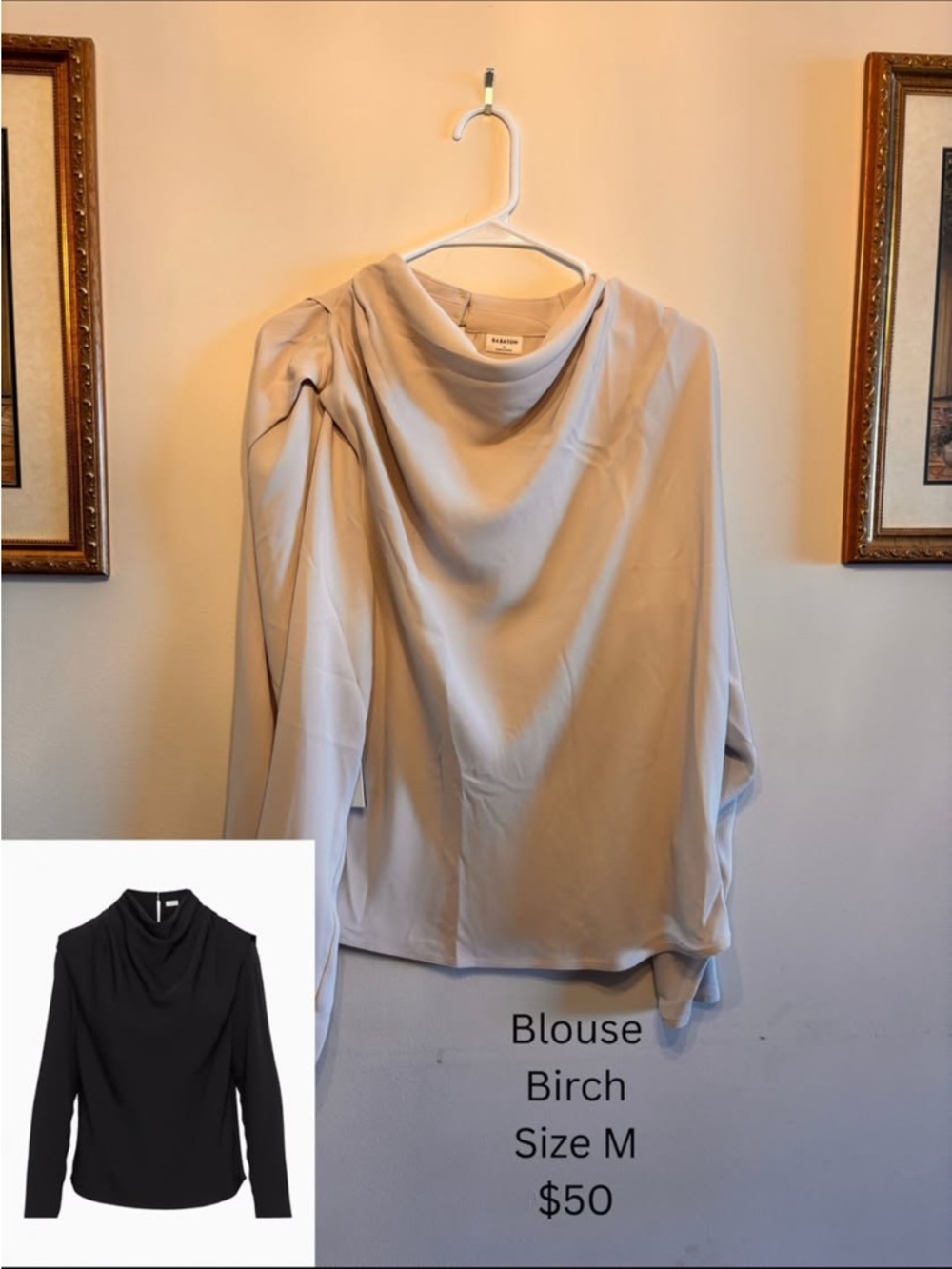 Babaton Birch Draped Neck Blouse - Light Beige